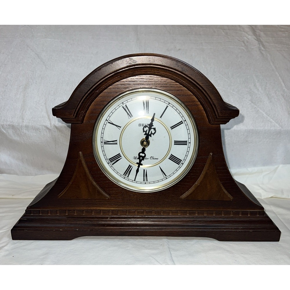 Vintage SEIKO Westminster Chime Clock 16" Brown Quartz Cottage Core